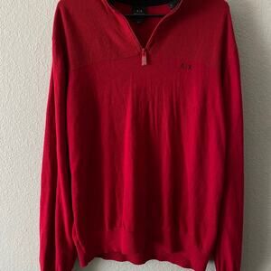 Armani Exchange Men's Red Quarter Zip Pullover Sweater XL Extra Large
